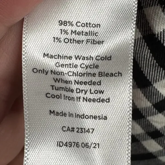 Talbots Shirt Womens Medium Black White Plaid Button Front Long Sleeve Cotton - Picture 5 of 10